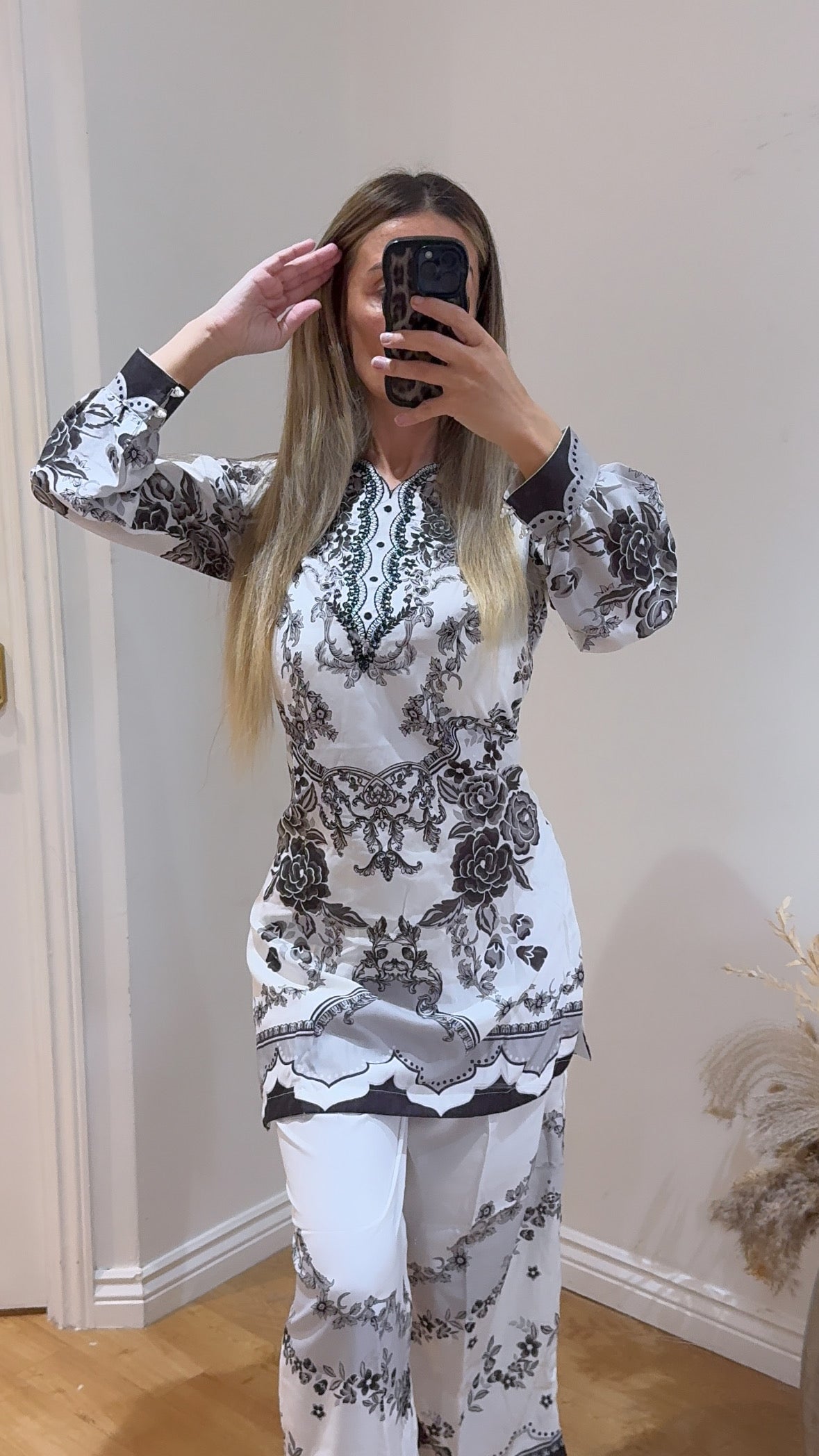 flower emroidery lawn co-ord