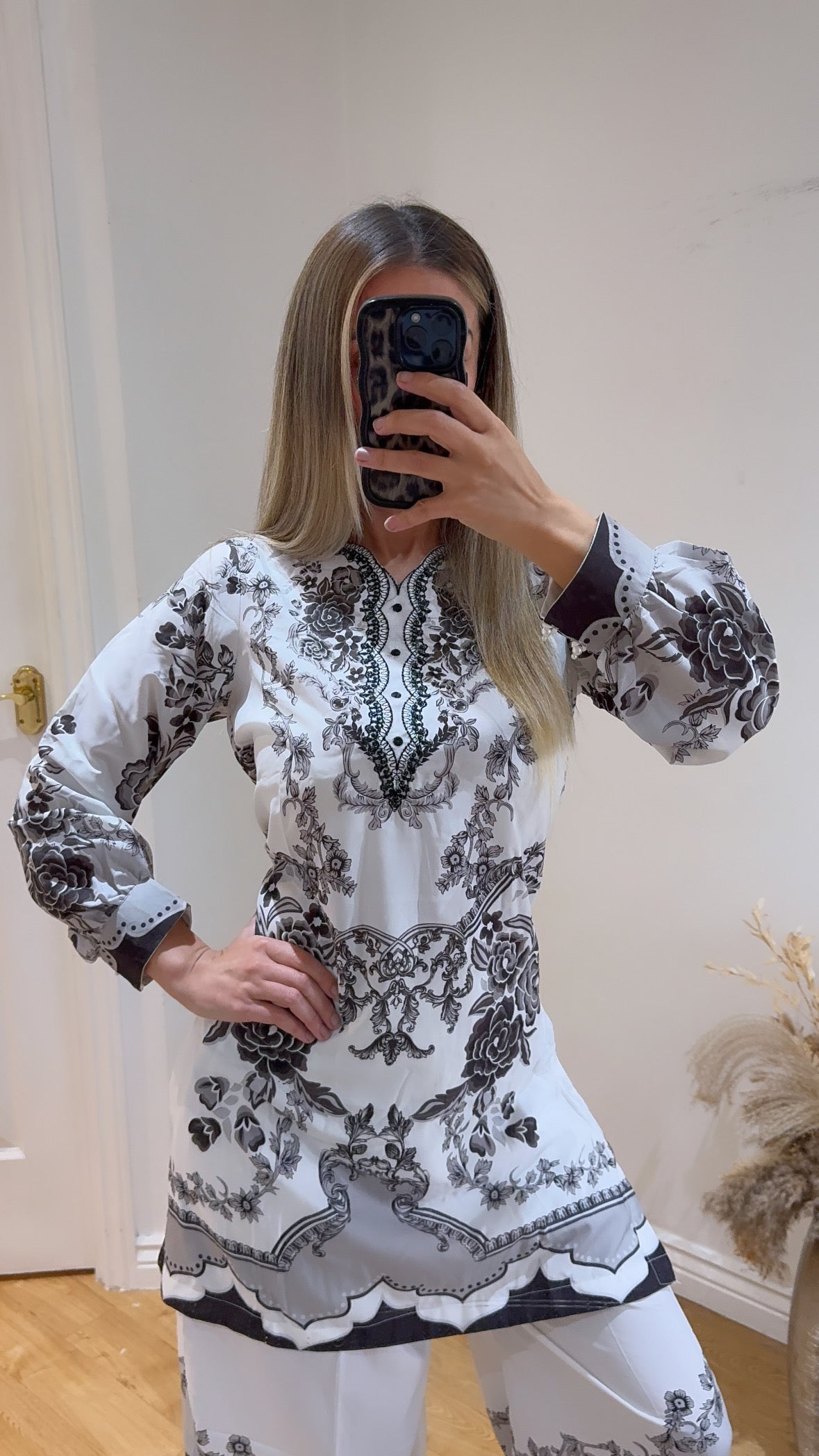 flower emroidery lawn co-ord