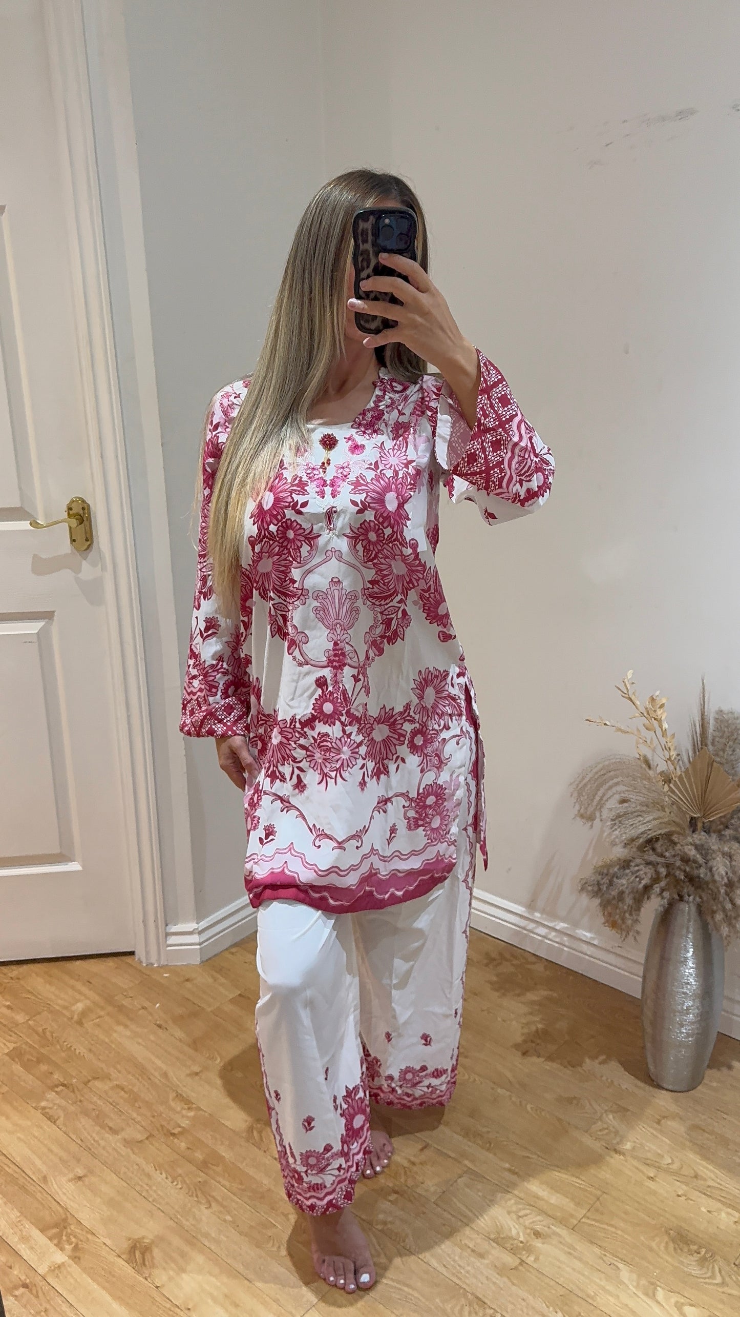 flower emroidery lawn co-ord